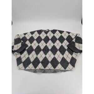 Pringle‎ of Scotland  H&M  Gray Argyle Sweater Oversize Batwing Sleeve Thick M/L